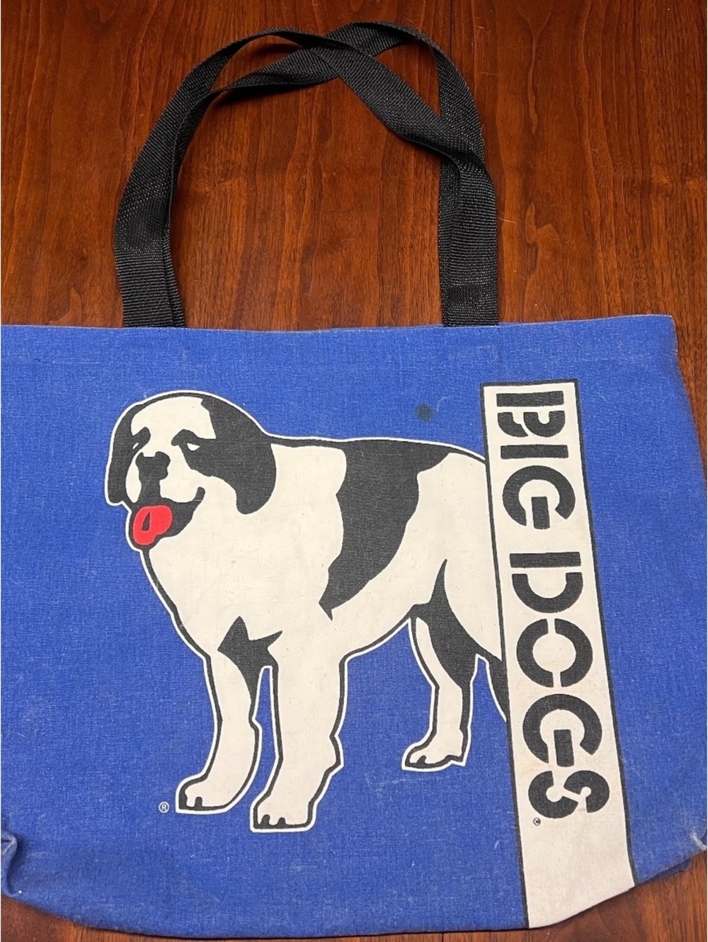 Vtg 90s Big Dogs Blue Canvas Tote Bag Santa Barbara Mascot
